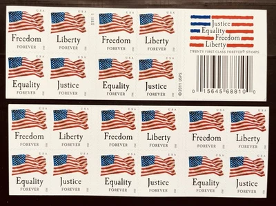 US Flag Forever Booklet Pane of 20 Stamps MNH #4648b 2012 FREE Shipping  - Image 1 of 2