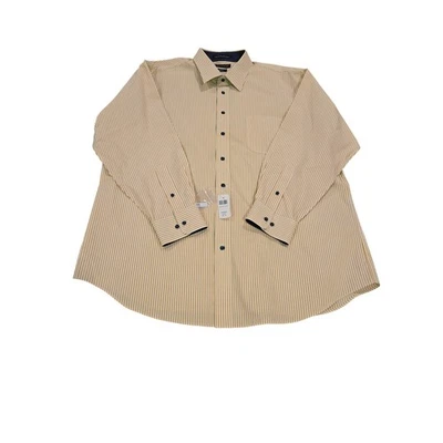 NWT Paul Fredrick Tailor Fit  LS Dress Shirt Gold/White Stripe Neck:18 - Image 1 of 4