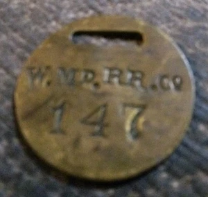 West Maryland Railroad Co Tag selten antik - Bild 1 von 2