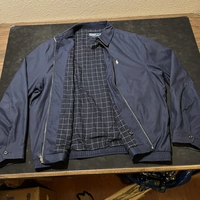 Vintage Polo Ralph Lauren Harrington Jacket Men XL Navy Golf Coat Plaid Lined - Image 1 of 4