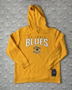 New Sz XL Men’s Fanatics St. Louis Blues Fleece Pullover Hoodie Yellow Old Logo - Picture 1 of 8