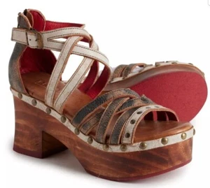 BED STU ANTONELLI NECTAR LUX PLATFORM SANDALS WOMEN US 10 DISTRESSED WESTERN NWT - Picture 1 of 24