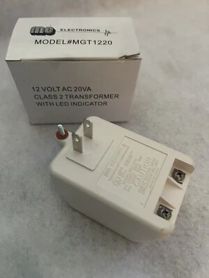MG Electronics MGT-1220 Clase 2 AC 12V Transformador 20VA Adaptador Enchufable ¡Nuevo! Foto 1 de 2