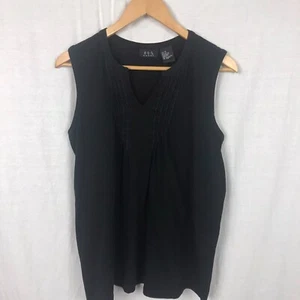 R.Q.T. Canotta donna collo spacco maglia tinta unita nera misto cotone taglia 1X - Foto 1 di 4