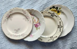 4 Vintage Mismatched China Cake/ Bread Plates Scalloped Edges Florals CP4a - Picture 1 of 10