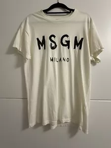 MSGM White Cotton Logo T Shirt Size Xs - Picture 1 of 5