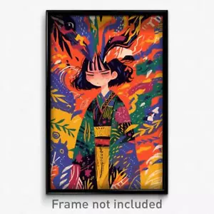 Anime Art Poster - Mädchen fühlt Grumpiness, weltlicher mehrfarbiger Kimono (Druck) - Bild 1 von 1