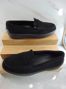TOD’S Black Suede Leather Driving Loafers Moccasins Made In Italy EURO 40 $895 - Picture 1 of 8