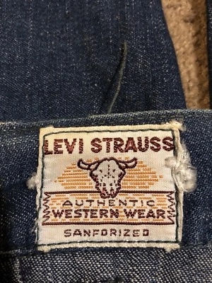 Denim cuerno corto sanforizado Levi Strauss Western Wear años 501 verdadero vintage Foto 1 de 4