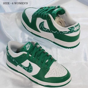 Size 6W - Nike Dunk Low Essential Paisley Pack Green White Low Top Sneakers - Picture 1 of 7