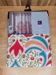 Lush Decor Clara Fabric Shower Curtain 72"×72" Turquoise Tangerine Bohemian New - Picture 1 of 9
