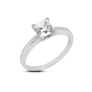 1.47ct F/VS1 Princess Natural Diamond Platinum Classic Solitaire Engagement Ring - Picture 1 of 6