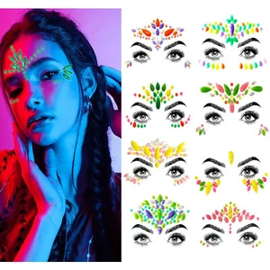 8x Eye Body Face Gems Self Adhesive Rhinestone Stickers Face Jewels Press Tattoo - Picture 1 of 11