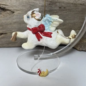 Persian Cat Angel Christmas Pet Memory Ornament White Blue Eyes 5.5” Long - Picture 1 of 7