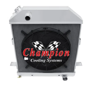 AR Champion 3 Row Radiator Chevy Configuration,16" Fan for 1939-1941 Ford Deluxe - Picture 1 of 9