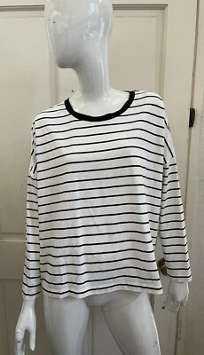 COS NUEVO! Camiseta Pullover Manga Dolman Tejida Algodón Rayas Negra/Blanca Talla L Foto 1 de 4