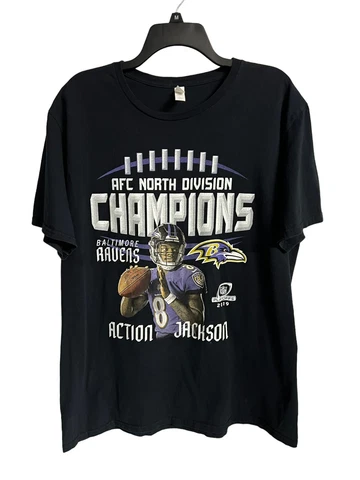 Lamar Jackson Action Jackson T-Shirt 2019 AFC North Champions Size XL Cover