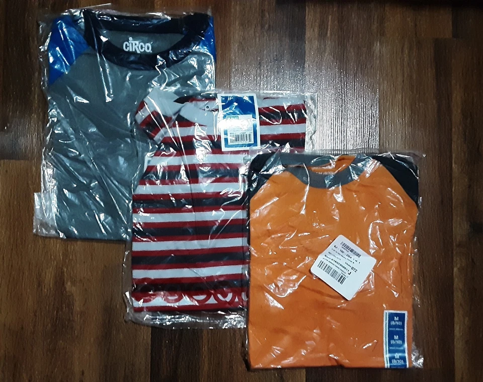 Lote de 3 camisetas masculinas listradas/raglan Circo manga curta - Tamanho M 8/10 - Imagem 1 de 1