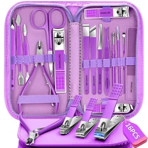 Manicure Set 16Pcs Professional Stainless Steel Pedicure Kit Mens Grooming Ki... - Picture 1 of 6
