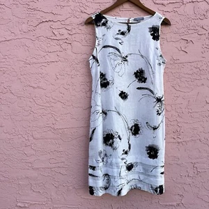 Habitat Linen Blend Shift Dress Floral Black White Tropical Size Small - Picture 1 of 7