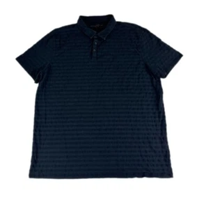 John Varvatos Golf Polo Mens XL Black Textured Striped Shirt Short Sleeve Button - Picture 1 of 6