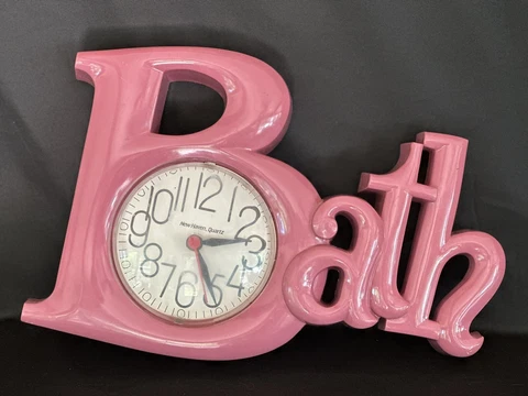 Vintage Kitsch New Haven Quartz Pink Bath Wall Clock Burwood Products WORKS Cover
