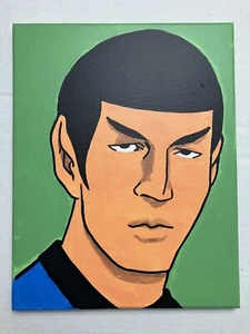 Quadro originale acrilico su 11x14 TOS SPOCK ritratto di Star Trek - Foto 1 di 5