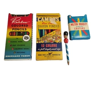 Vintage Colored Pencils Milton Bradley Crayons Japan Pencil Ephemera School Draw - Picture 1 of 24