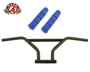 ALTA 4-Piece BMX Handlebar Old School Classic Black W/ BLOCK BMX Style GRIPS. - Picture 1 of 10