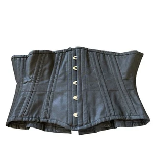 Alter Ego Clothing Steel Boned Corset Waist Trainer 30” Black Cotton Lace Up - Picture 1 of 5