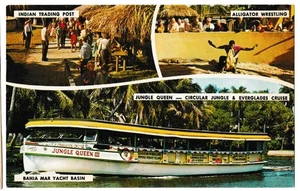 JUNGLE QUEEN III Trading Alligator Wrestling Ft Lauderdale Florida Postcard 1964 - Bild 1 von 2