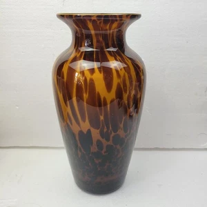 11" Studio Art Schildpatt Glas Vase mit gepunktetem Leoparden Design - Wohndeko - Bild 1 von 3