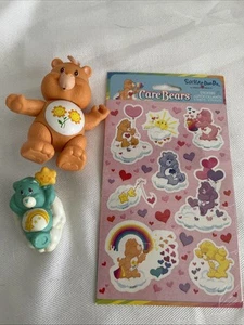 VTG Care Bears Figure Friend & Wish Bear 1983 Kenner w NEW 2004 Stickers LOT - Picture 1 of 8
