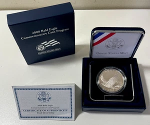 2008 P Bald Eagle Commemorative Silver Dollar $1 Proof w/OGP COA - Picture 1 of 4