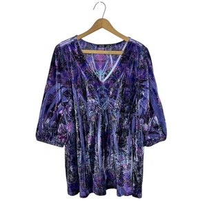 APT.9 Camicia donna 1X viola nero velluto tunica top strega stravagante celeste - Foto 1 di 9