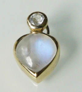 Katja Lührs Anhänger 375er Gelbgold mit Mondstein und Topas länge 1,7cm 2,4g - Bild 1 von 3