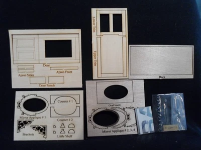 VTG Dollhouse Miniatures 1:4" Scale NOS Door Counter Mirror DIY Kit - Image 1 of 4