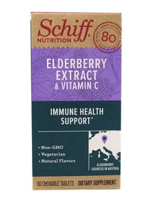 Schiff Nutrition Elderberry Extract & Vitamin C Health Tablets 60Ct - Picture 1 of 4