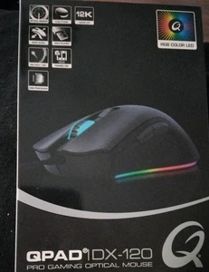 Qpad DX-120 12K Dpi Fps Gaming Mouse Multi effect led 1.8m Usb Cable Sealed Box - Picture 1 of 3