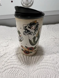 Starbucks 2015 Mermaid Siren Tattoo 12 oz. Taza de Viaje de Cerámica con tapa - Imagen 1 de 4