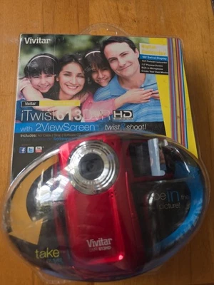 Vivitar iTwist 613-DVR HD Digital Camcorder 4x Digital Zoom Rouge Red New Sealed - Image 1 of 2