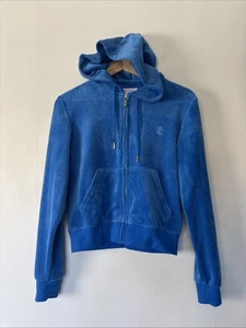Giacca Juicy Couture blu velluto pista top zip taglia S UK 10 - Foto 1 di 7