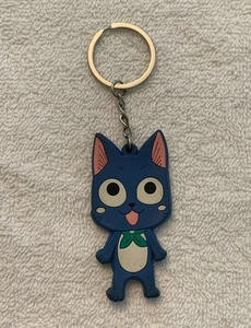 Fairy Tail Happy Double Sided Soft Plastic Anime Cat Character Keyring - KC1 - Picture 1 of 3