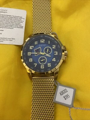 NEW August Steiner AS8202YGBU Quartz Multi-Function Blue Gold Bracelet Watch 30M - Image 1 of 4