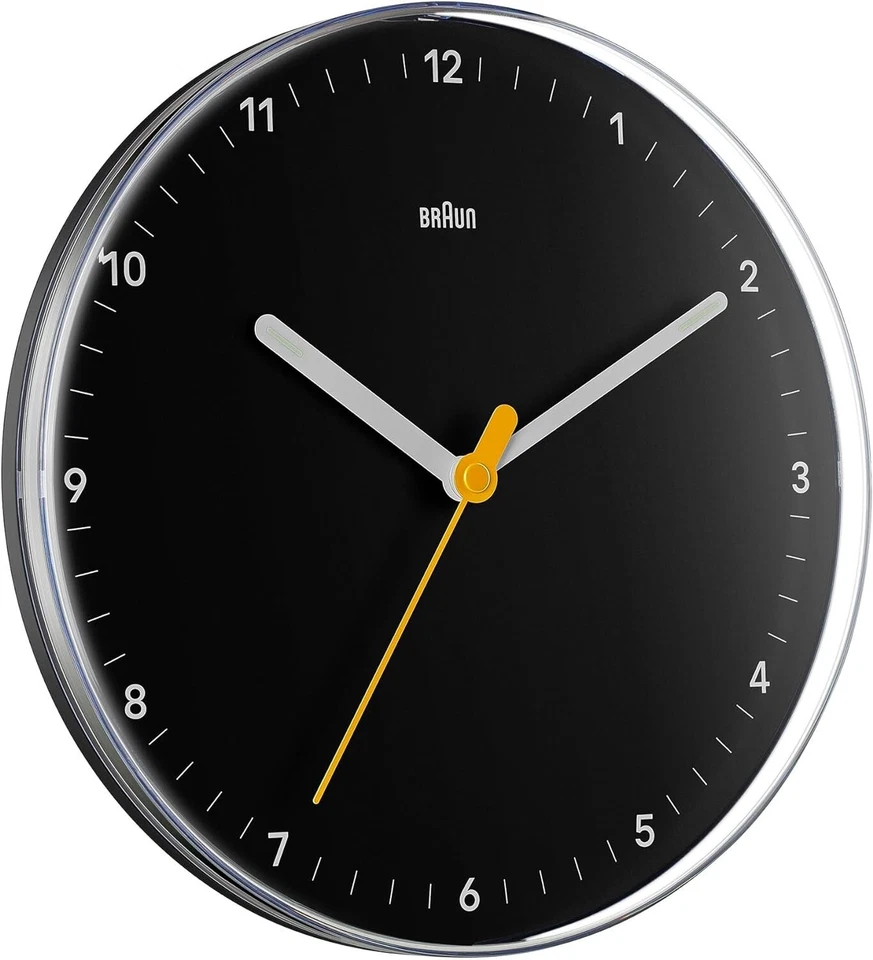 Braun BC26B Wanduhr, Schwarz, Analoge Anzeige, Leuchtzeiger, Neu, 67682 - Bild 1 von 4