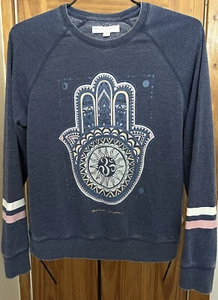 Spiritual Gangster Hamsa Hand Multicolor L/S Cotton Blend Women’s Size S Top - Picture 1 of 6