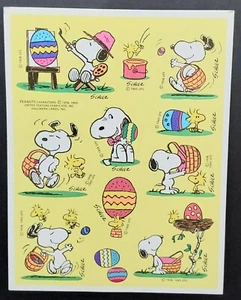 Foglio adesivo pasquale vintage Peanuts Snoopy Woodstock - Foto 1 di 1