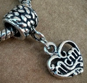 Ciondolo pendente gioielli perle europee cuore aperto mamma amore intagliato 1P REGALO per mamma - Foto 1 di 12