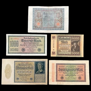 1920-1922 Germany 5 Banknote Set Mark WW1 Pre WW2 Nazi Paper Money Kaiser Reich - Picture 1 of 22