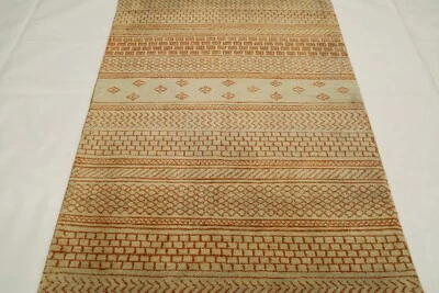 Beige 3x5 Ft Afghan Hand Knotted Oriental Striped Wool Area Rug - Image 1 of 4